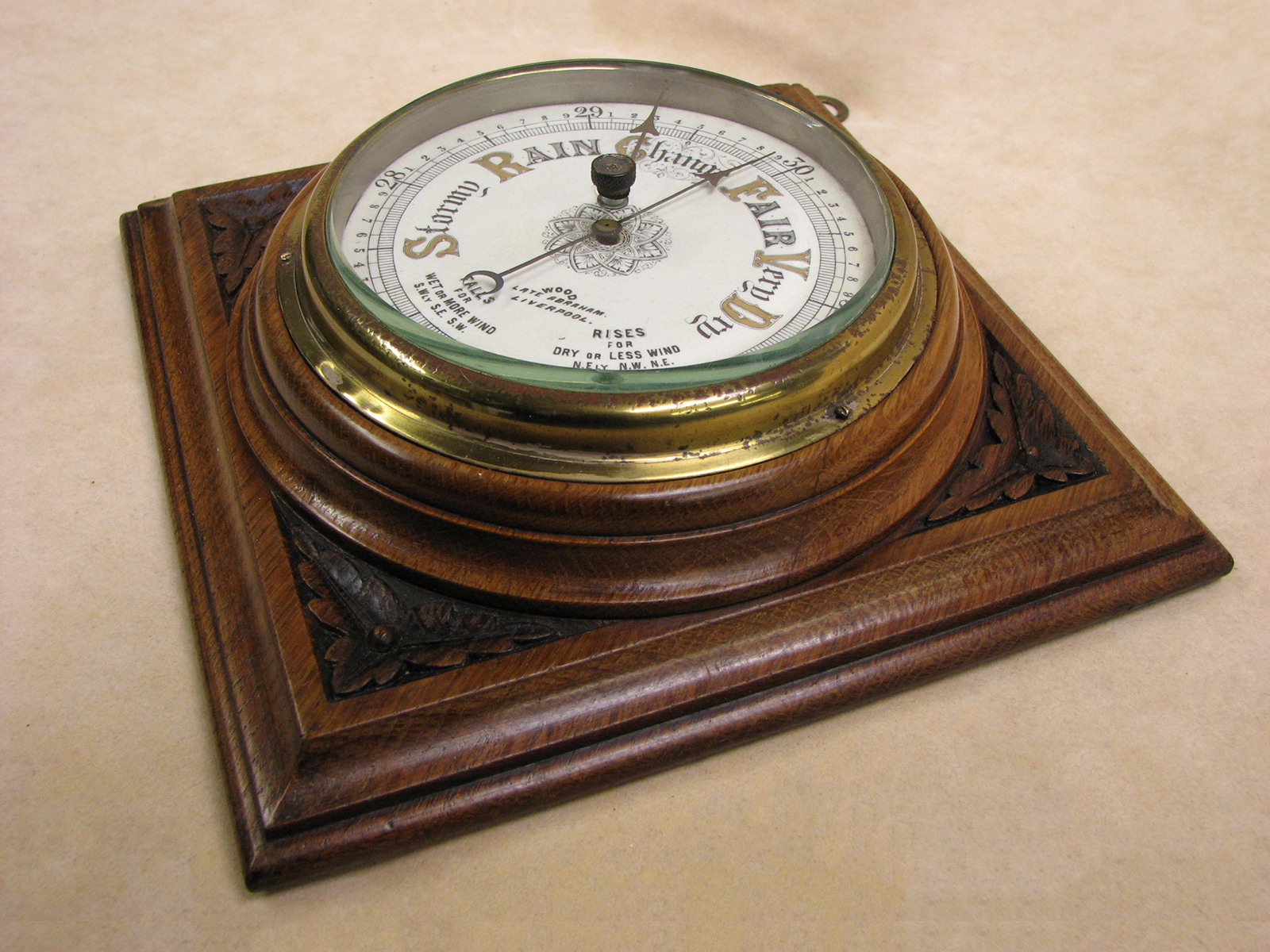 Victorian wall barometer signed Wood, Late Abraham, Liverpool, circa 1875